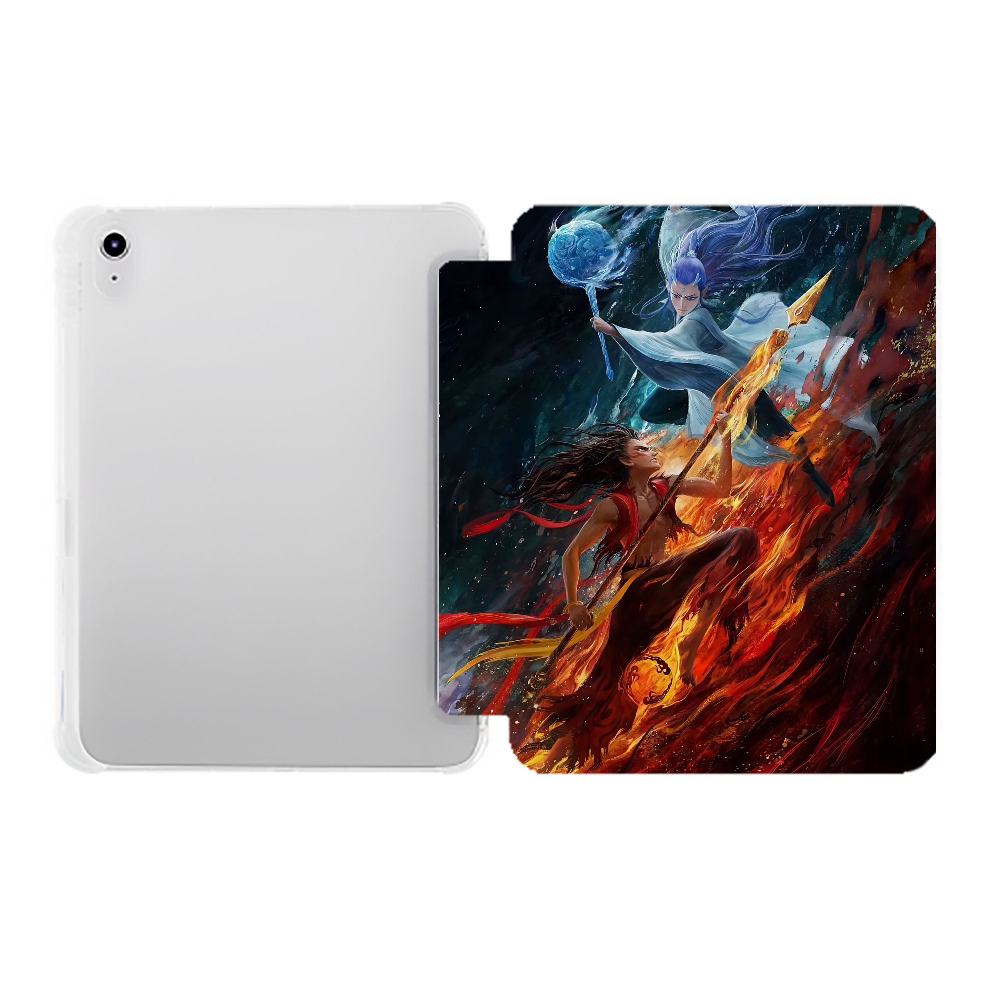 （画像用） Ne Zha 2 ナタ 魔童の大暴れ IPad ケース ペン収納付き 三つ折りスタンド PUレザー×シリコン 対応機種9.5/10.5/10.9インチ